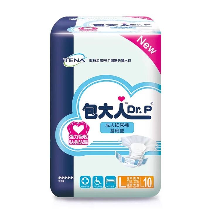 Dr. P Adult Diapers Basic Type L Size - 10 Pieces