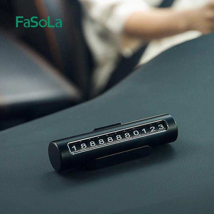 FaSoLa Temporary Parking Number Plate - Black, 12.3*2.8cm
