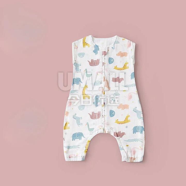 KUB Sleeveless Cotton Gauze Split-leg Sleeping Bag – Zoo Design, Double Layer, 90cm Gourmet Grocer KUB Sleeveless Cotton Gauze Split-leg Sleeping Bag - Zoo Design, Double Layer, 90cm