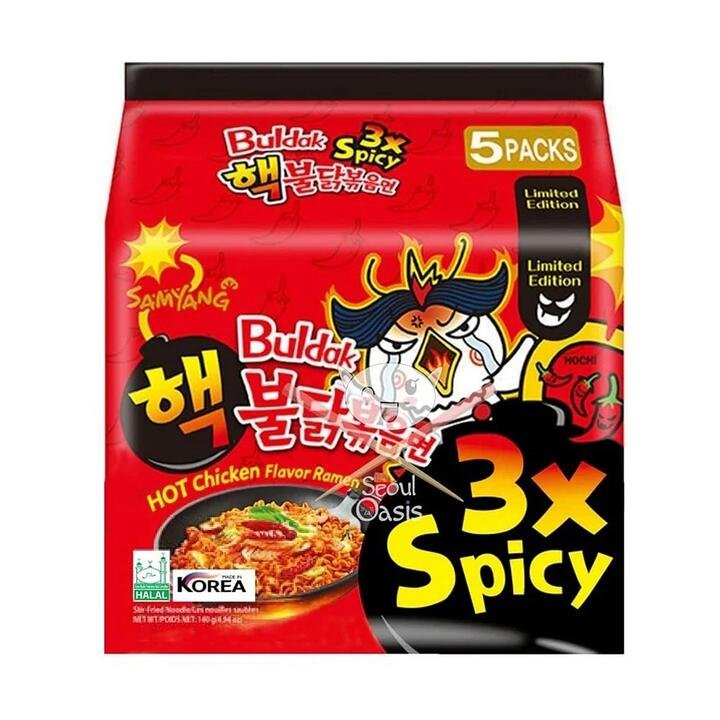Samyang Buldak 3x Spicy Hot Chicken Flavor Ramen - 140g x 5 Packs