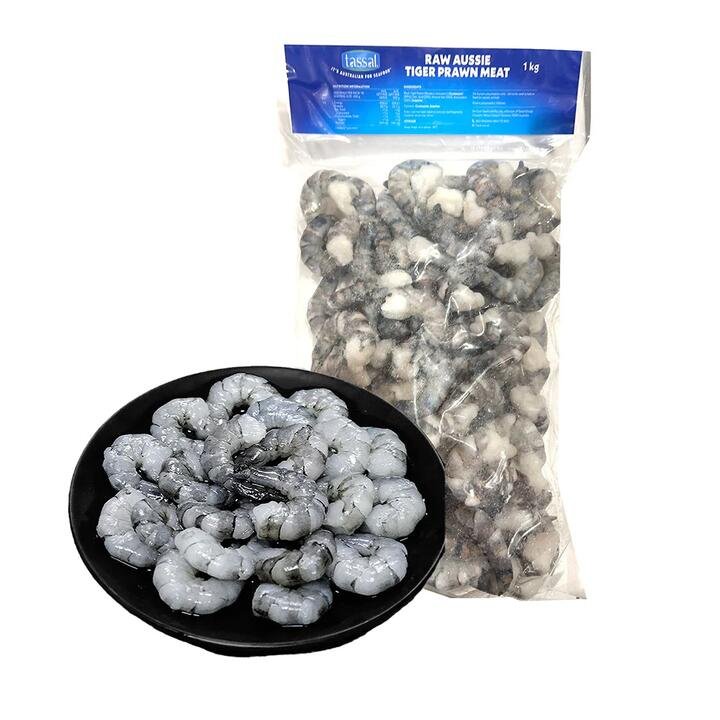 Tassal Frozen Raw Aussie Tiger Prawn Meat Size 31/40 – 1kg Gourmet Grocer Tassal Frozen Raw Aussie Tiger Prawn Meat Size 31/40 - 1kg