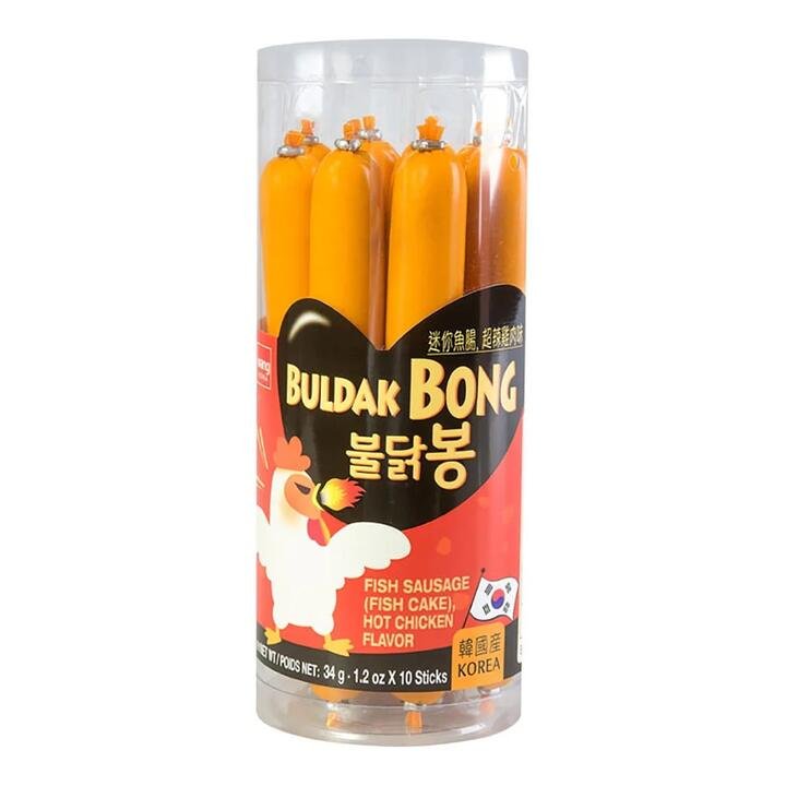 Wang Mini Fish Sausages – Hot Chicken Flavor, 10 Sticks, 340g Gourmet Grocer Wang Mini Fish Sausages - Hot Chicken Flavor, 10 Sticks, 340g