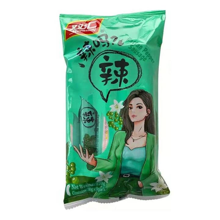 Shuanghui Spicy Pepper Flavored Sausages - 9 Pieces, 270g