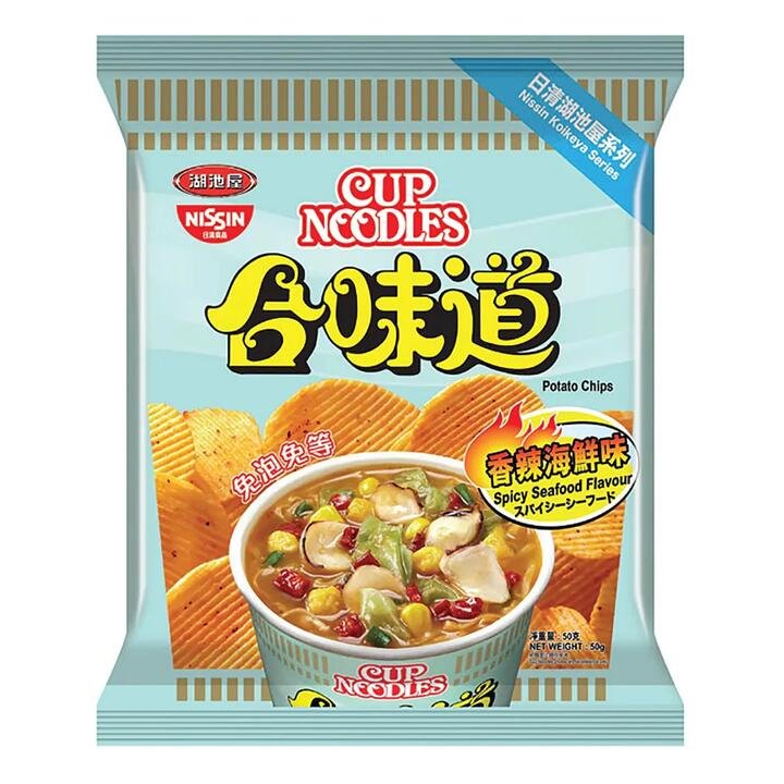 Nissin Cup Noodles Koikeya Potato Chips Spicy Seafood Flavour - 50g