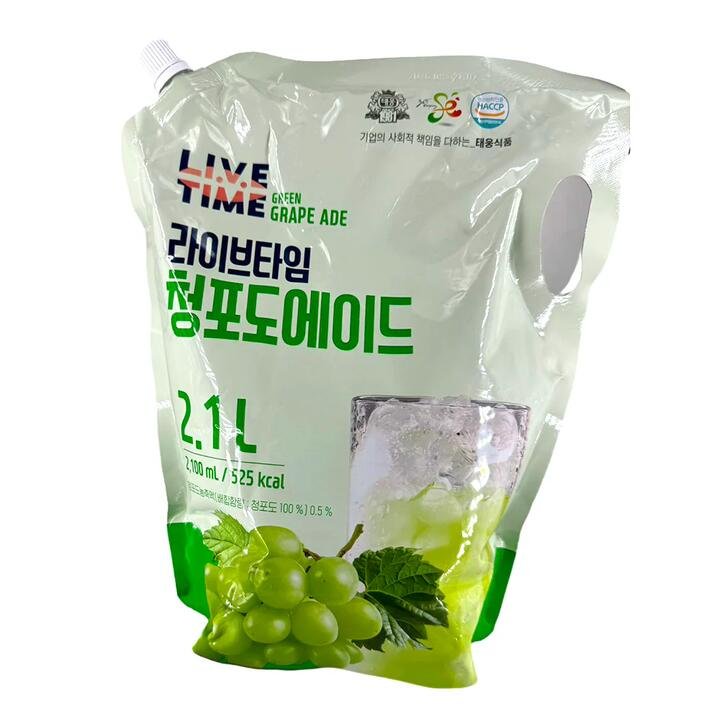 LIVE TIME Korean Green Grape Soda Pouch - 2.1L