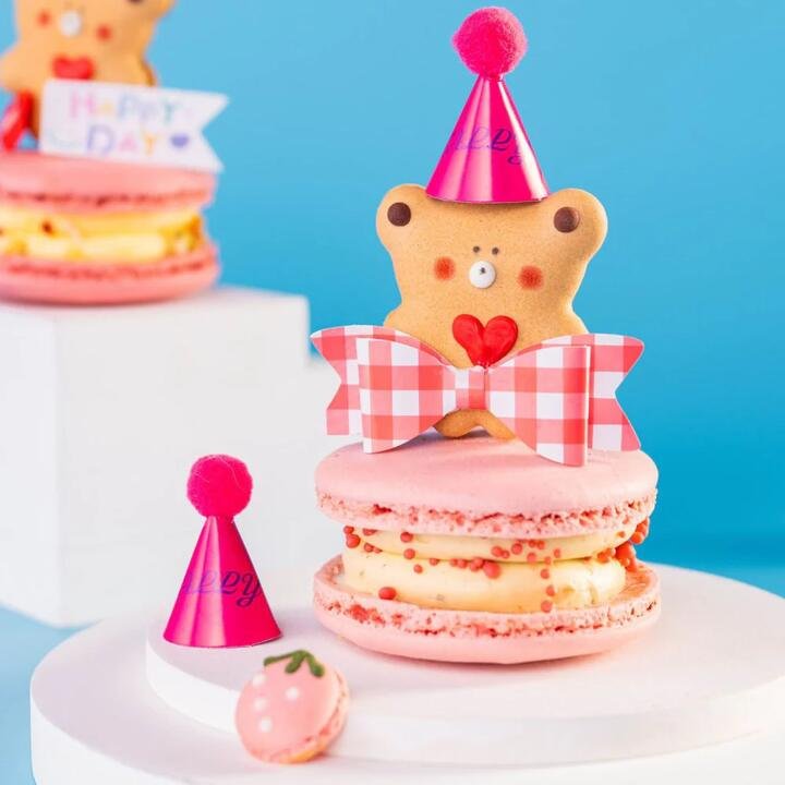 G-LAB Bear Macaron Cake - Strawberry & Raspberry Flavor, 120g