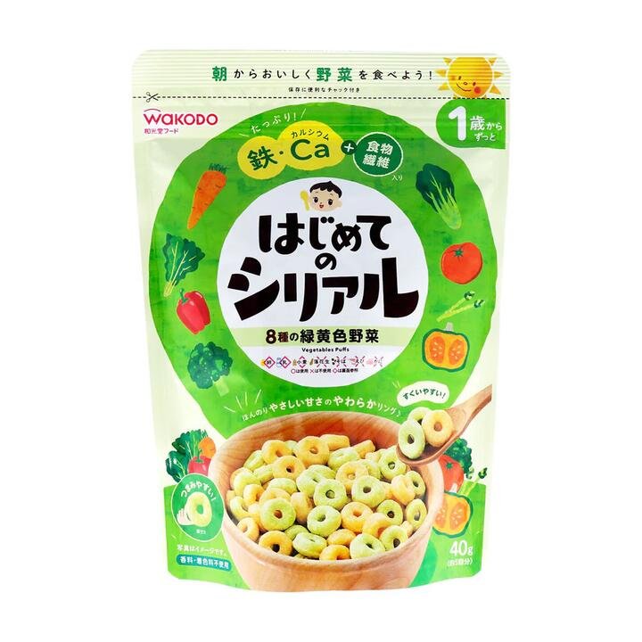 Wakodo Baby Cereal Rings with Green and Yellow Vegetables 1 Year+ 40g