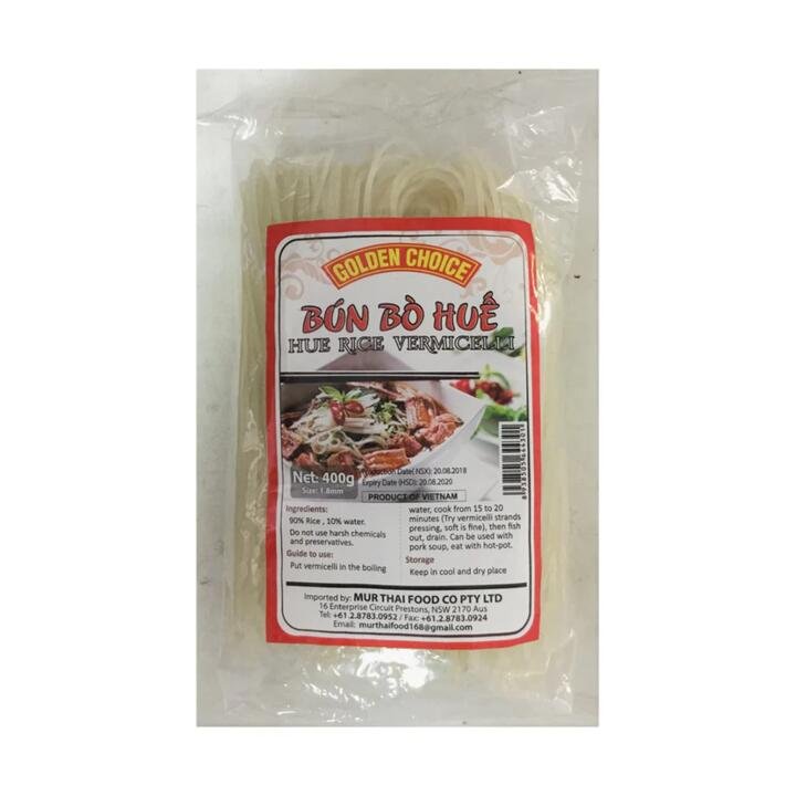 Golden Choice Vietnamese Hue Rice Vermicelli – Bún Bò Huế Noodles (1.8 mm, 400g)