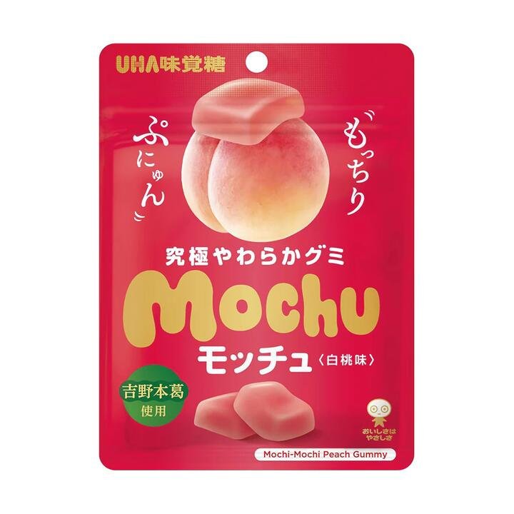 UHA Mochu Mochi Peach Gummy – 45g Gourmet Grocer UHA Mochu Mochi Peach Gummy - 45g