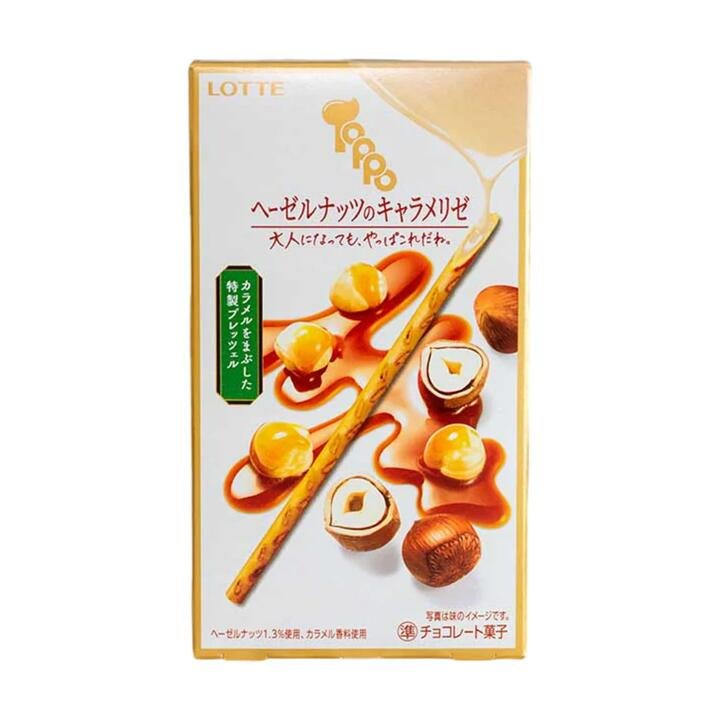 Lotte Toppo Hazelnut Caramel Cream-Filled Chocolate Sticks – 72g Gourmet Grocer Lotte Toppo Hazelnut Caramel Cream-Filled Chocolate Sticks - 72g