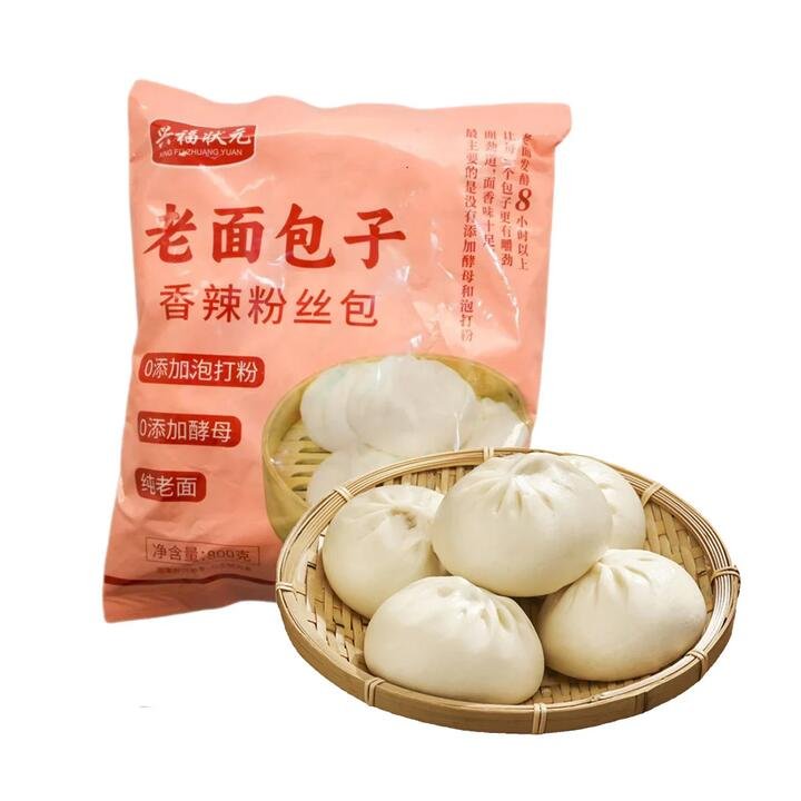 Xing Fu Zhuang Yuan Frozen Old-Dough Steamed Buns (Spicy Vermicelli Filling) 800g – Chinese Baozi Ready to Steam