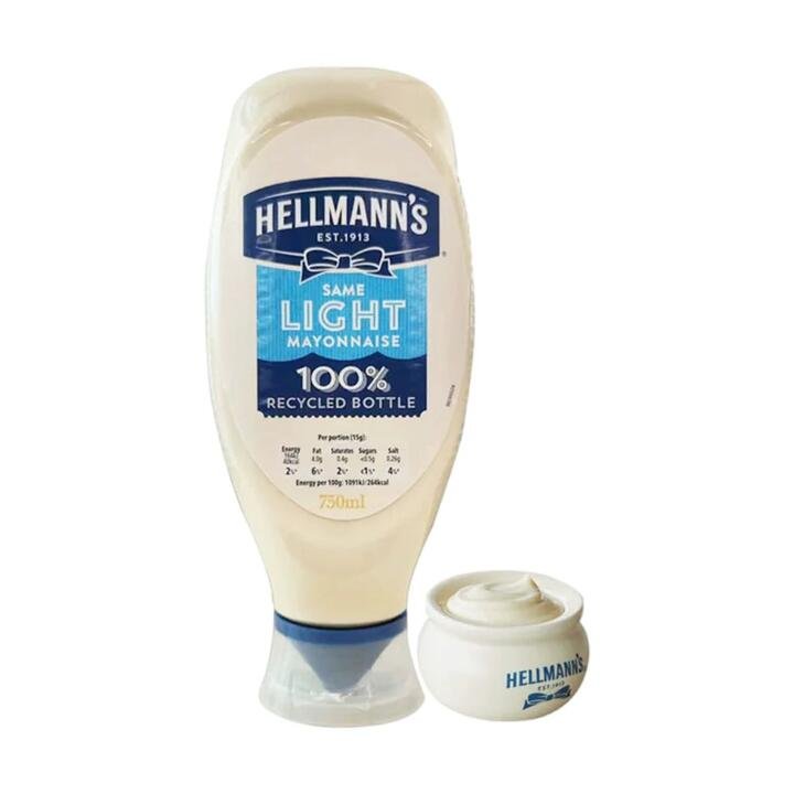 Hellmann's Light Mayonnaise Squeeze Bottle 750ml – Reduced-Fat Egg Mayo Spread, 100% Recycled Bottle