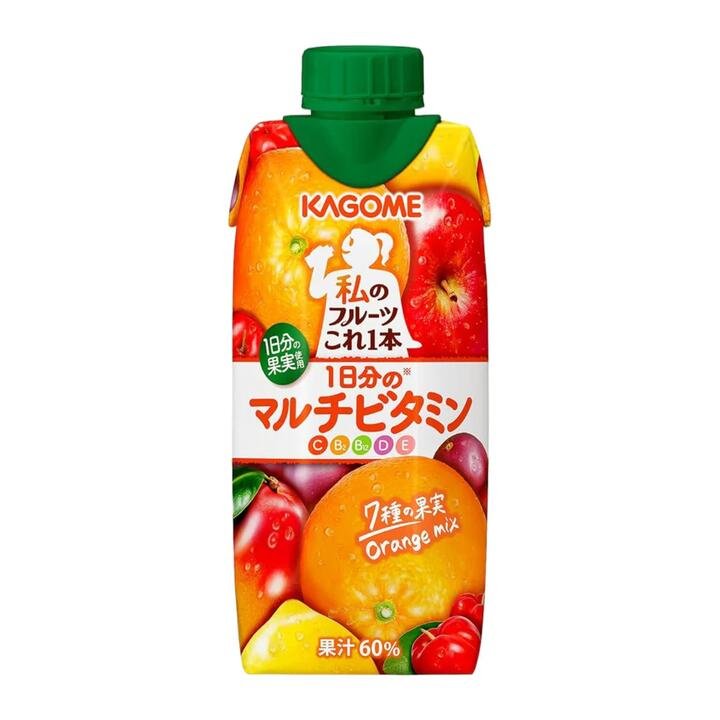 Kagome 7-Fruit Multivitamin Orange Mix Juice 330ml – 60% Fruit Juice Blend
