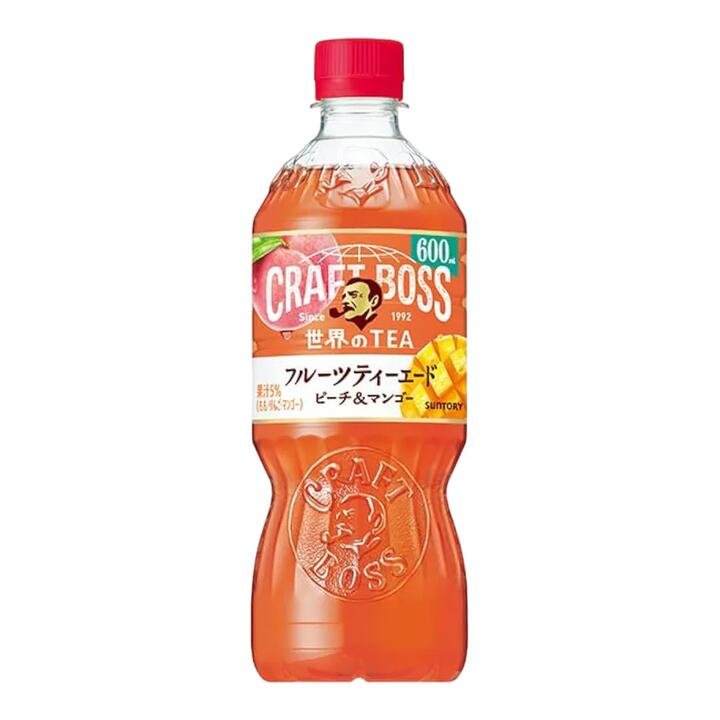 Suntory Craft Boss World Fruit Tea – Peach & Mango 600ml – Japanese RTD Fruit-Infused Black Tea