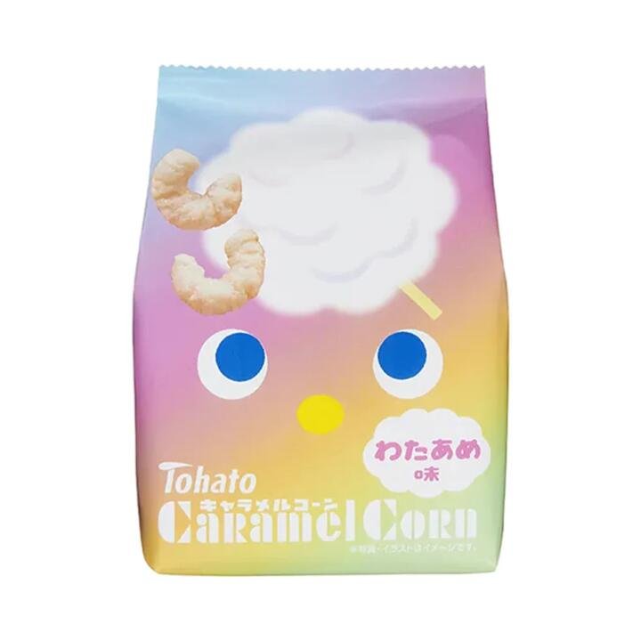 Tohato Caramel Corn Cotton Candy Flavour – Light & Crunchy Japanese Corn Puffs 62g