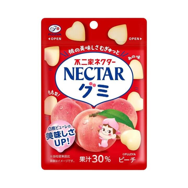 Fujiya Nectar Peach Gummy Candy 48g – 30% Real White Peach Juice Gummies