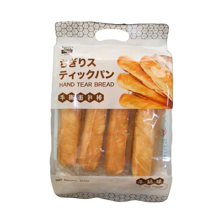 Yuumi Bakehouse Hand-Tear Milk Bread Sticks 260g – Soft Pull-Apart Snack