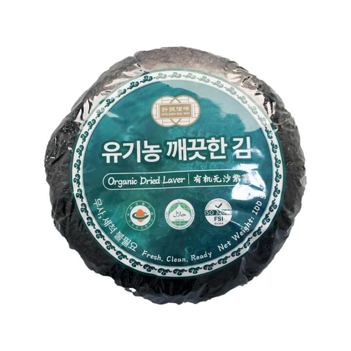 Golden Bai Wei Organic Dried Laver (Rinse-Free Seaweed Sheets) 100g