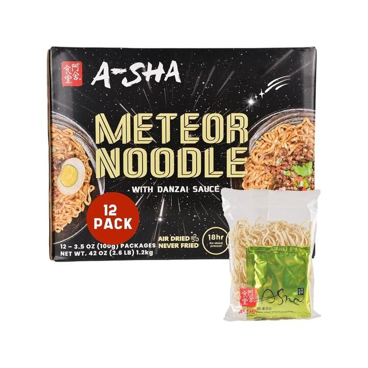A-Sha Meteor Noodles with Danzai Sauce – Air-Dried Taiwanese Style, 12 Packs (1.2kg)