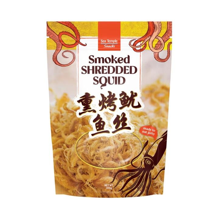 Sea Temple Smoked Shredded Squid Jerky – 300g Gourmet Grocer Sea Temple Smoked Shredded Squid Jerky – 300g