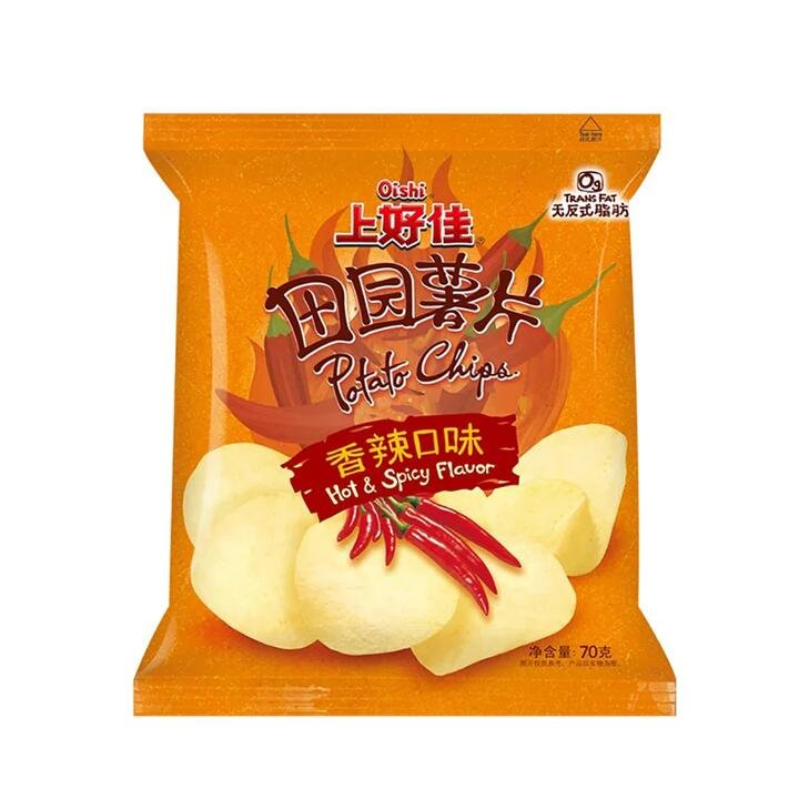 Oishi Potato Chips Hot & Spicy Flavor 70g – Crunchy Potato Crisps Snack