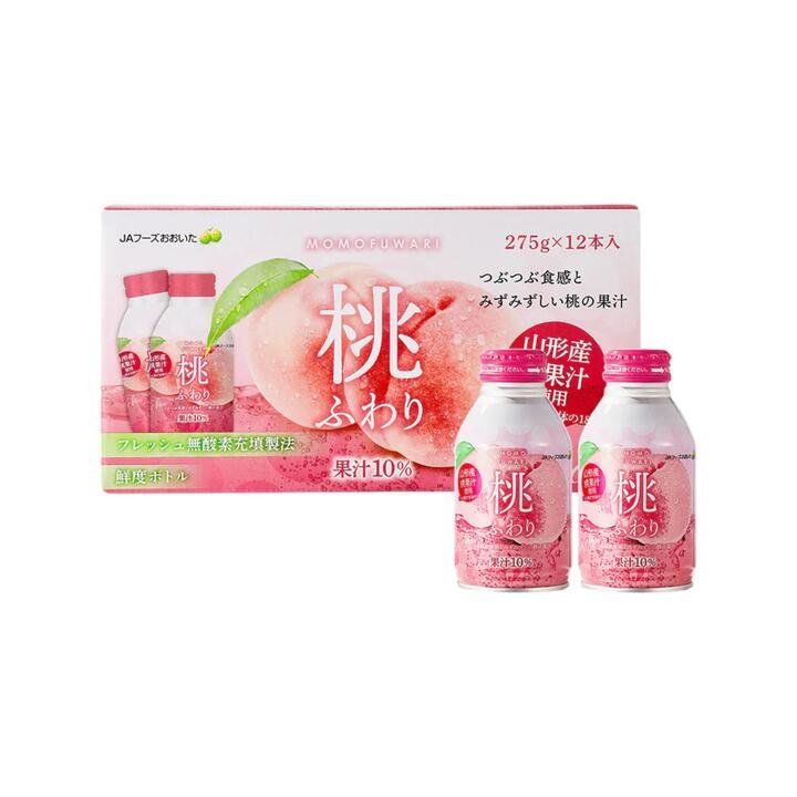 MomoFuwari Japanese Peach Juice Drink – 275g x 12 Bottles (10% Fruit Juice)