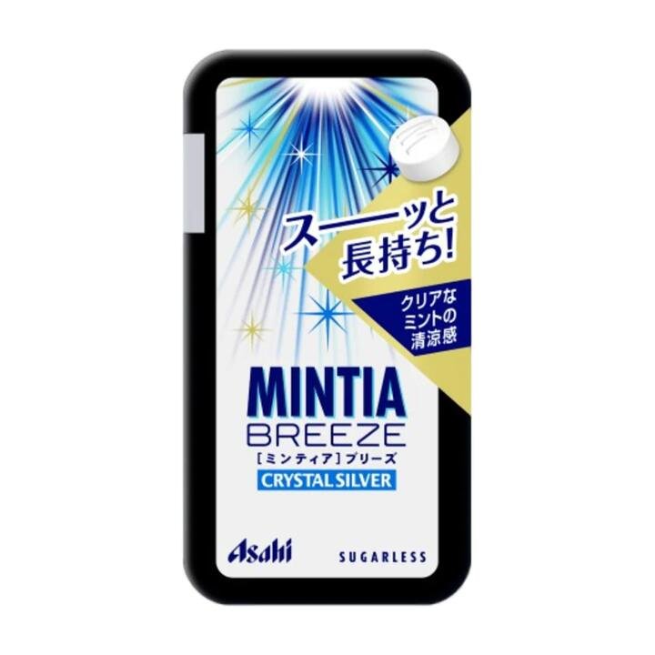 Asahi Mintia Breeze Crystal Silver Sugarless Mints 22g – Extra Cool, Long-Lasting Breath Freshener