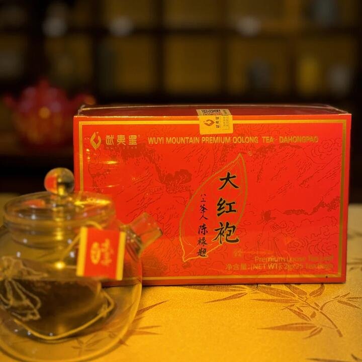 Wuyi Star Dahongpao Oolong Tea Bags – Whole Leaf Rock Tea, 25 Sachets (50g)