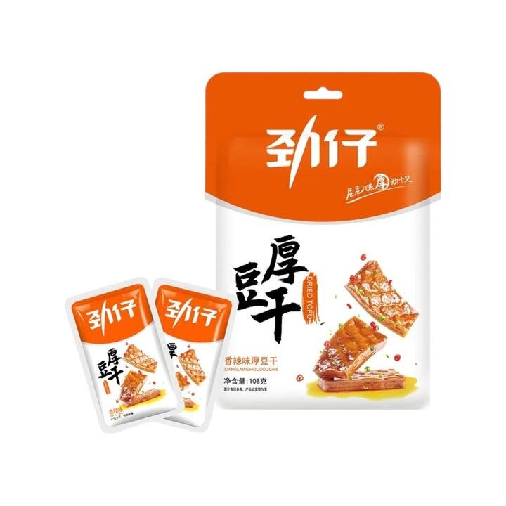 JinZai Spicy Thick Dried Tofu 108g – Plant-Based High-Protein Bean Curd Snack