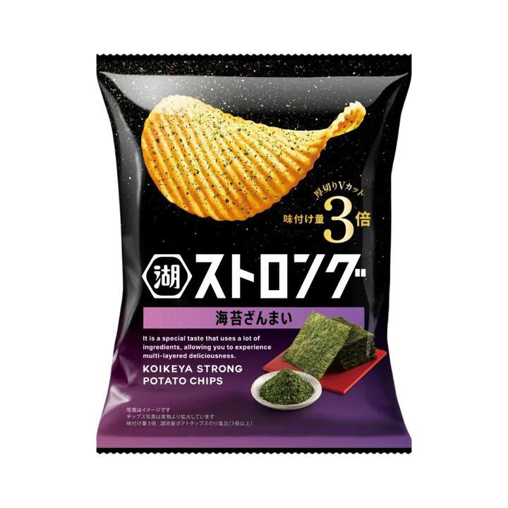 Koikeya Strong Thick-Cut Potato Chips – Triple-Seasoned Nori Seaweed Flavor 53g
