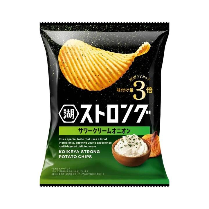 Koikeya STRONG Thick-Cut Ridged Potato Chips – Sour Cream & Onion 53g
