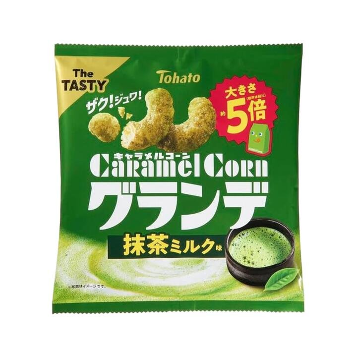 Tohato Caramel Corn Grande – Matcha Milk Flavour 55g - Japanese Puff Corn Snack