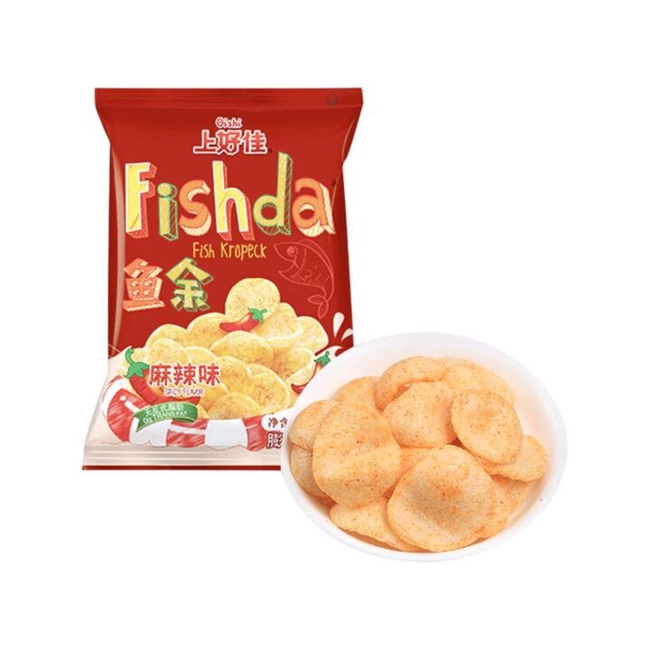 Oishi Fishda Fish Kropek – Mala Spicy Fish Crackers 70g