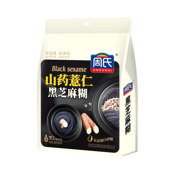 Zhoushi Black Sesame Paste with Chinese Yam & Job's Tears 700g – Instant Cereal Drink Powder