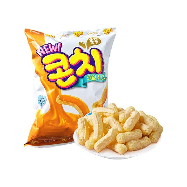 Crown Puffed Corn Sticks – Cream Cheese Flavor 110g - Korean Corn Cheese Snack