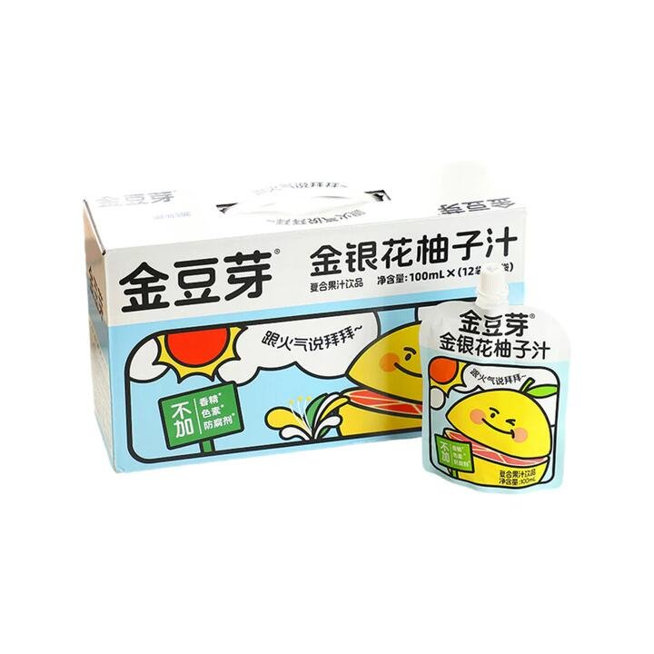 Jindouya Honeysuckle Yuzu Juice 100ml x 13 Pouches - No Added Flavours, Colours or Preservatives