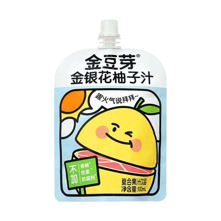 Jindouya Honeysuckle Pomelo Juice Drink 100ml - Citrus Blend in a Spouted Pouch