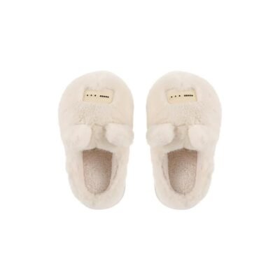 FaSoLa Fun Couple Cotton Slippers - Cream White, Size 36-37