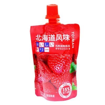 Yoiman Hokkaido Lactobacillus Squeeze Jelly - Strawberry Flavor, 180g