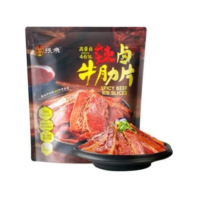 Zhang Fei Spicy Beef Rib Slices – 4 Packs, Total 600g - High-Protein Chinese Jerky Snack