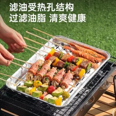 Cooker King Disposable Aluminum Foil Grill Trays – Pack of 10 - Perforated Grease-Draining BBQ & Oven Pans