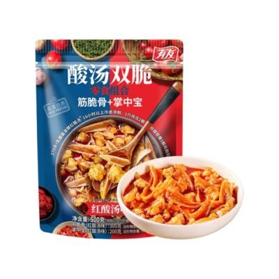 Youyou Sour Soup Double-Crunch Snack Combo – Spicy & Tangy Chicken Tendon Cartilage 300g + Chicken Soft-Bone Bites 200g (Total 500g) Gourmet Grocer Youyou Sour Soup Double-Crunch Snack Combo – Spicy & Tangy Chicken Tendon Cartilage 300g + Chicken Soft-Bone Bites 200g (Total 500g)