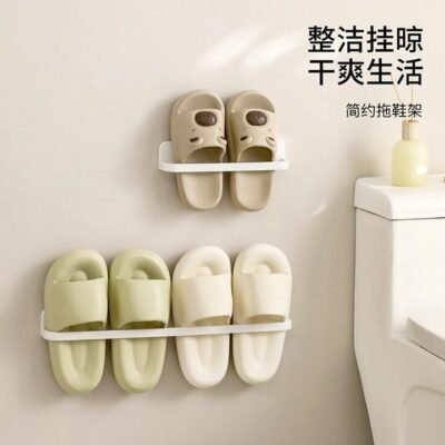 FaSoLa Minimalist Wall-Mounted Slipper Rack – Double, White Gourmet Grocer FaSoLa Minimalist Wall-Mounted Slipper Rack – Double, White