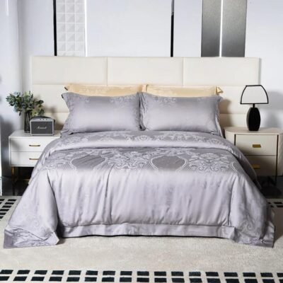 Heartin Navillette 4‑Piece Bedding Set – Moonlight Grey, Double (Gift Boxed)