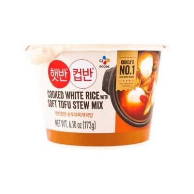 CJ Hetbahn Cupban Cooked White Rice with Soft Tofu Stew Mix 173g - Sundubu Jjigae