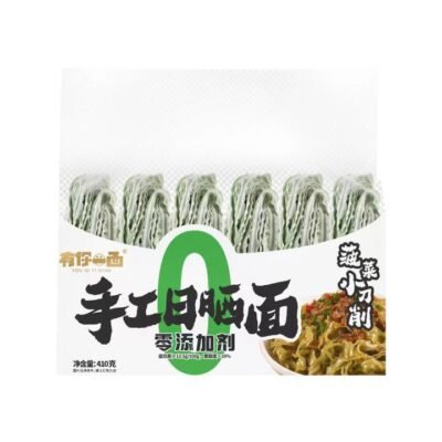 You Ni Yi Mian Handcrafted Sun‑Dried Spinach Knife‑Cut Noodles 410g - Dao Xiao Mian