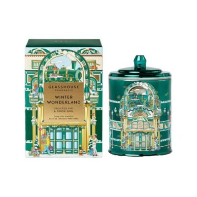 Glasshouse Fragrances Winter Wonderland Frosted Fir & Snow Gum Soy Candle 380g – Holiday Gift Box (2025 Limited Edition)