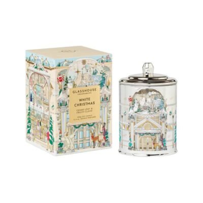 Glasshouse White Christmas Soy Candle 380g – Cedar Leaf & Fruity Clove (Gift Box)