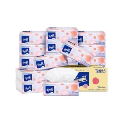 Tempo Peach-Scented 4-Ply Facial Tissues – 80 Sheets per Pack, 18 Packs (Carton)