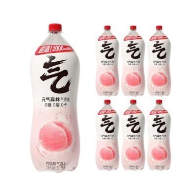 Genki Forest White Peach Sparkling Water (Zero Sugar, Zero Calories) – 2L x 6 Bottles